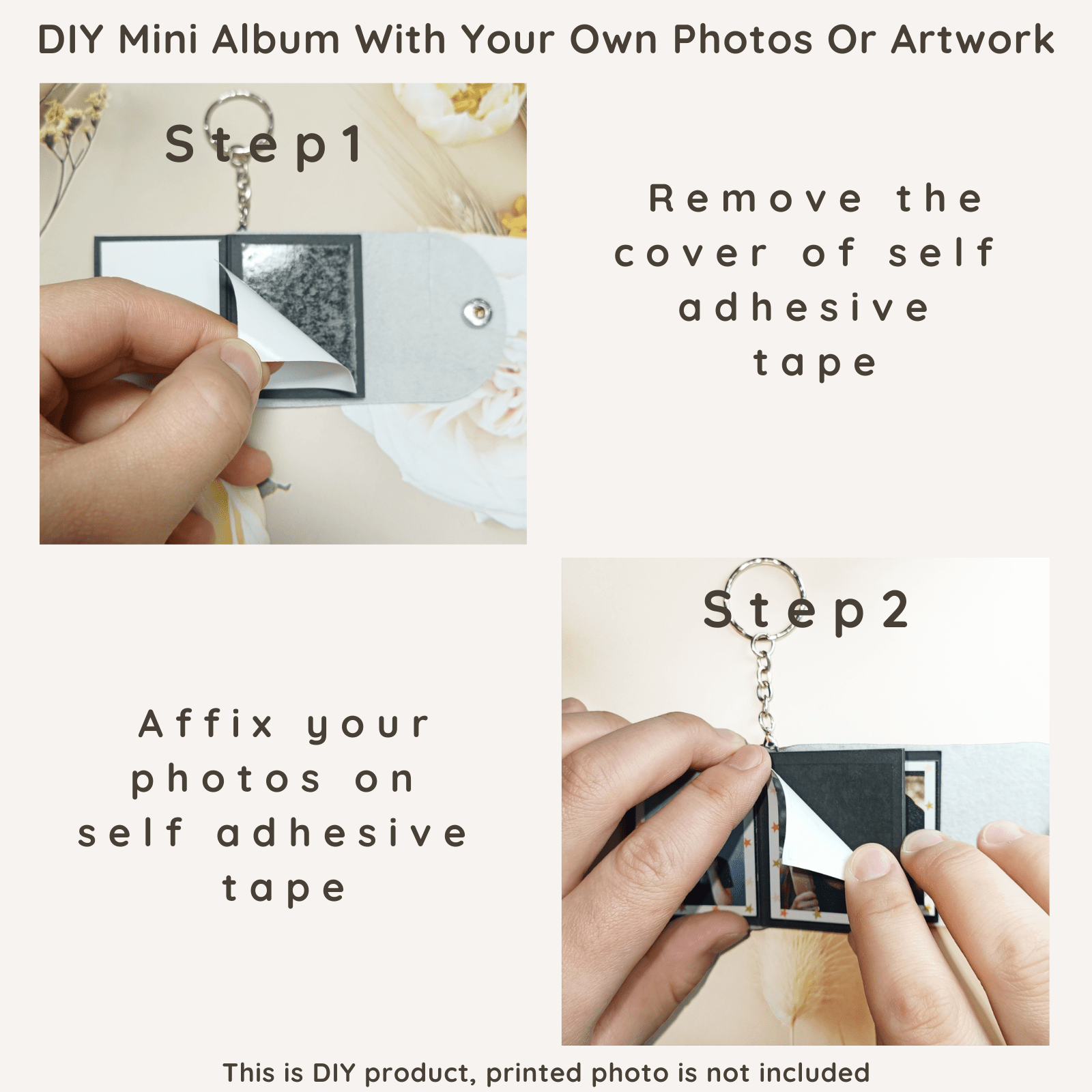 Mini Photo Keychain,Picture Keychains (White) Personalized Album for Family, Boyfriend, Couples, Dog, Friends - uniqicon