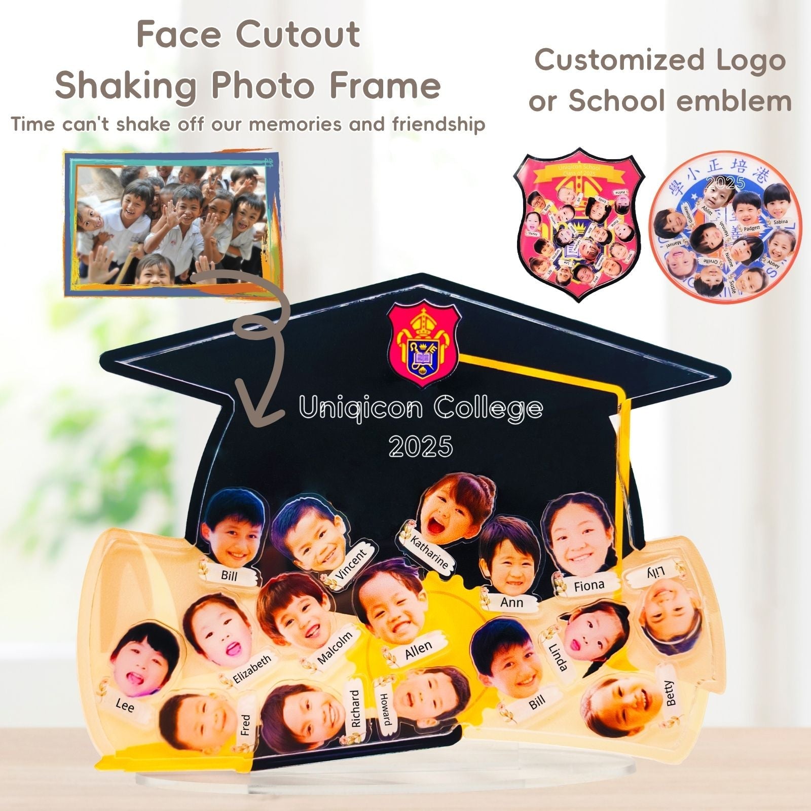 Personalised 4D Shaker Graduation Photo Frame Gift,Gifts From Nursery Primary School Leavers,Leaving College To Teachers For Her Him Daughter - uniqicon