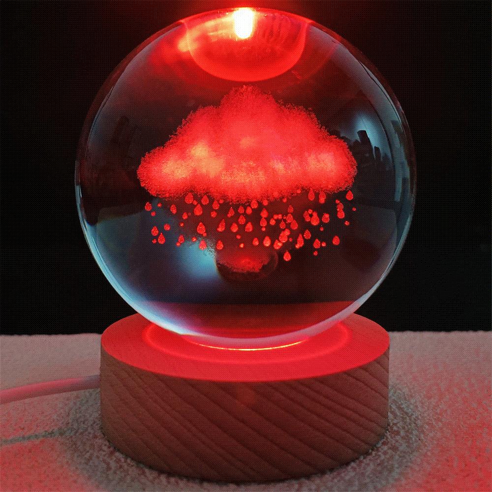 3D Engraving Crystal Ball Cloud LED Light Voice Message Gift Birthday Anniversary Valentine Christmas Graduation Friend Souvenir Corporate Award Recognition Appreciation - uniqicon