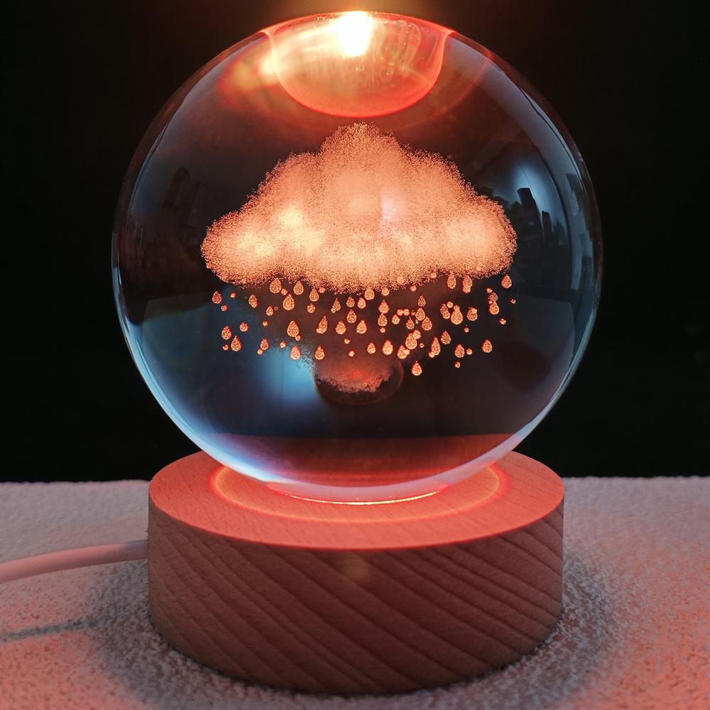 3D Engraving Crystal Ball Cloud LED Light Voice Message Gift Birthday Anniversary Valentine Christmas Graduation Friend Souvenir Corporate Award Recognition Appreciation - uniqicon