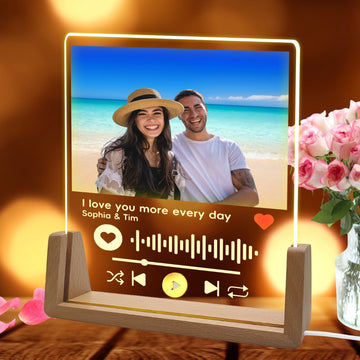 Gifts for Boyfriend, Girlfriend Birthday, Personalised Spotify Song Plaque Photo Frame,Customised Sentimental Cute Anniversar ypresent for Him Her Couple BF men - uniqicon