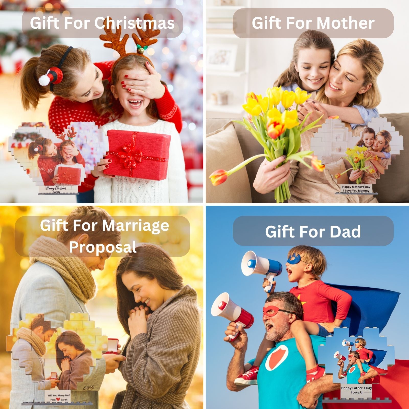 Personalised Photo Puzzle Building Brick Gift, Custom Picture Jigsaw Block, Customised DIY Valentine's Anniversary Birthday Funny Love Gifts for him couple her women dad Christmas fathers wedding day - uniqicon