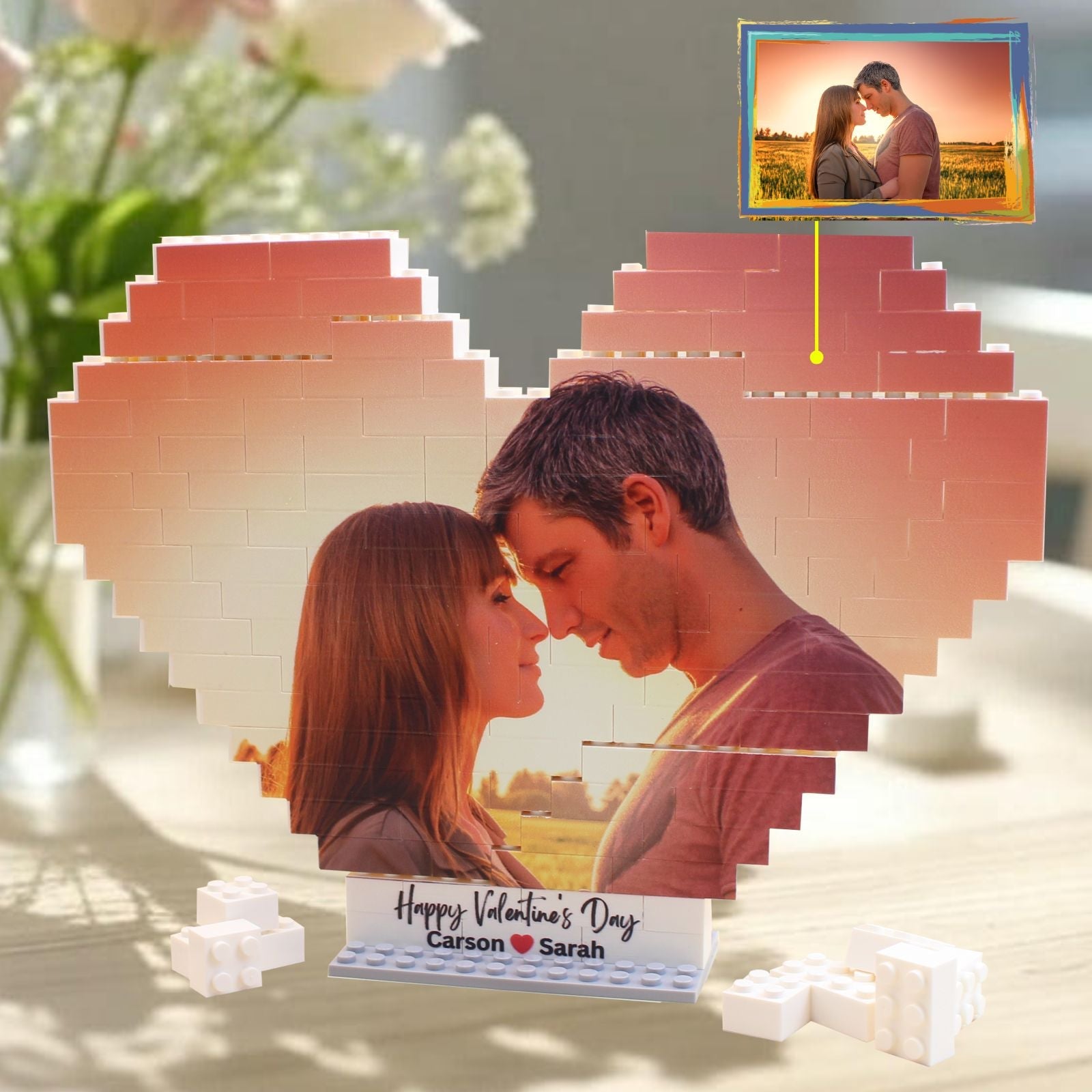Personalised Photo Puzzle Building Brick Gift, Custom Picture Jigsaw Block, Customised DIY Valentine's Anniversary Birthday Funny Love Gifts for him couple her women dad Christmas fathers wedding day - uniqicon