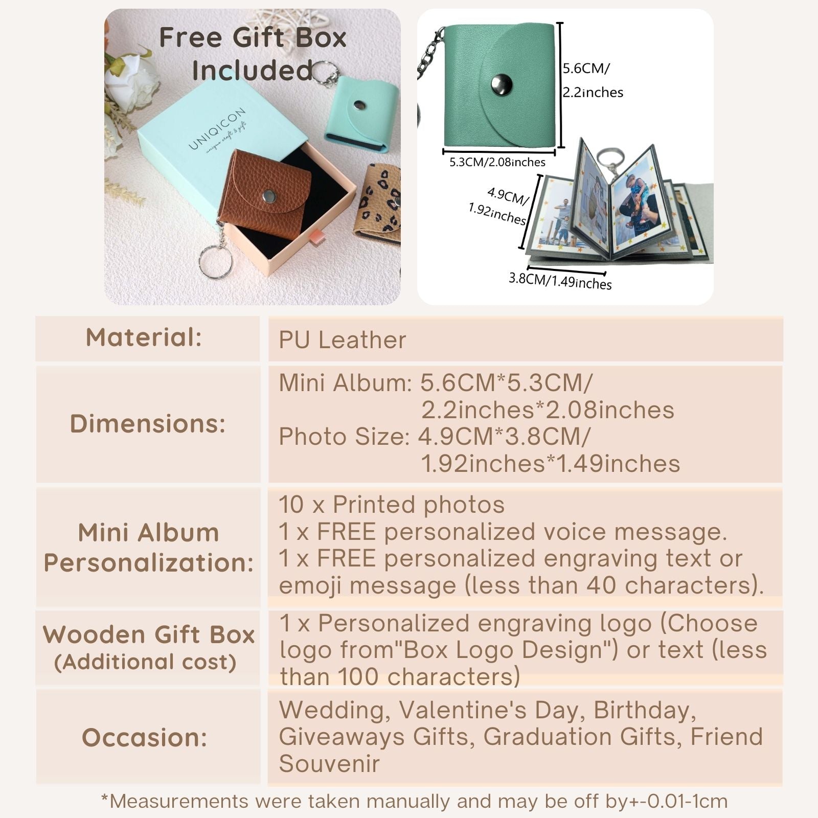 Personalized Mini Photo Keychain,Picture Keychains(Black) Personalized Album, Mini Cute Key Ring Keychain with Picture Book for Family, Boyfriend, Couples, Dog, Friends - uniqicon