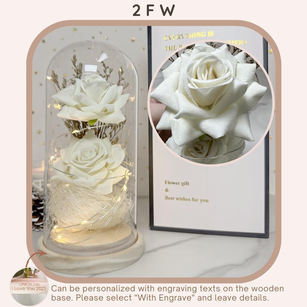 Anniversary & Valentine's Day Gifts For Mom Women, Personalized Rose Lamp, Mother's Day, Birthday Presents For Mom,Girlfriends & Wives Handmade Roses Flowers Galaxy Eternal Enchanted Rose Glass Dome With Message 2F - uniqicon