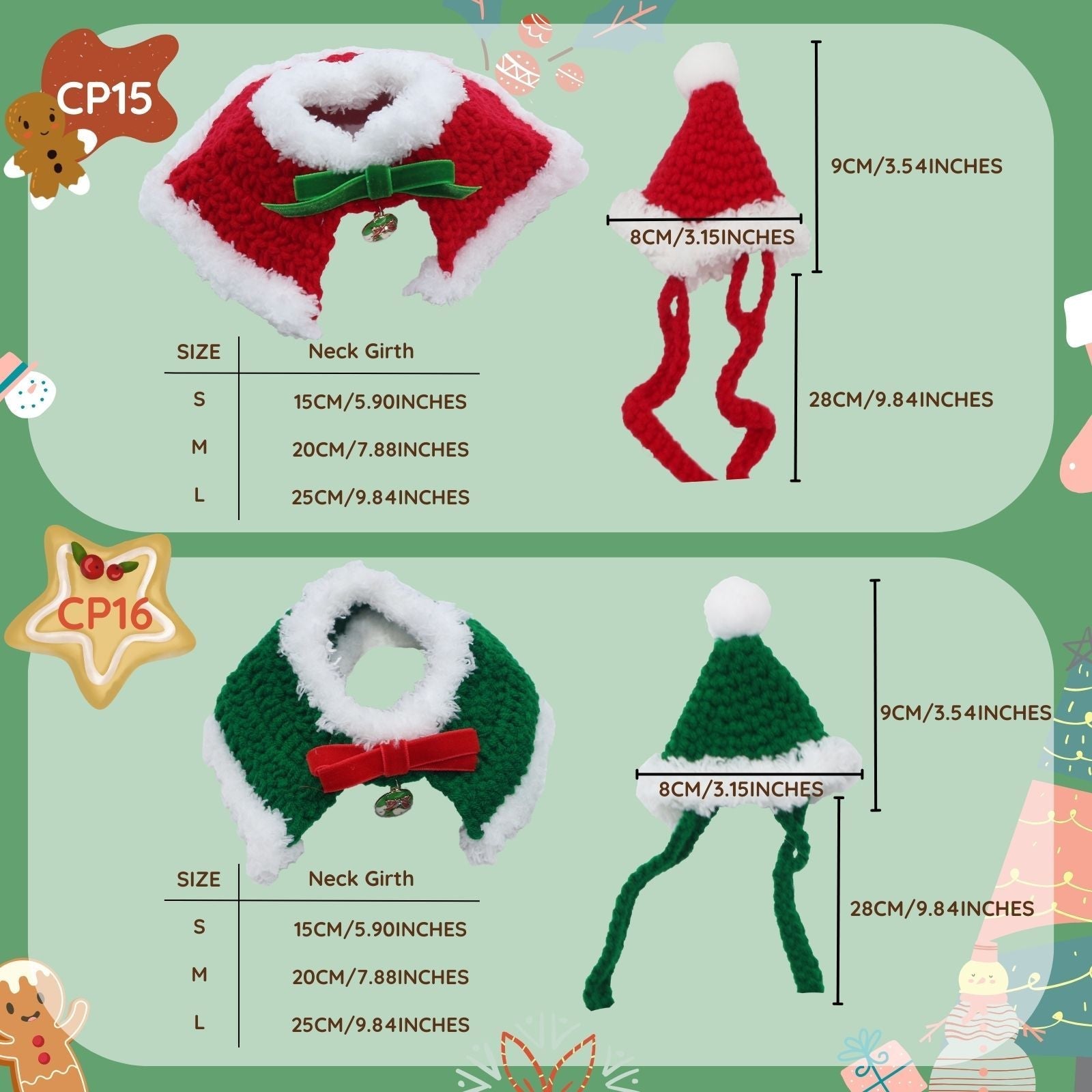 Uniqicon Santa Cat Hat Christmas Costume Dogs Hats Costumes Pets Scarf Outfit Xmas Suit Handmade Knitted Cosplay Pet Clothes Suitable for Large, Medium, and Small Breed - uniqicon